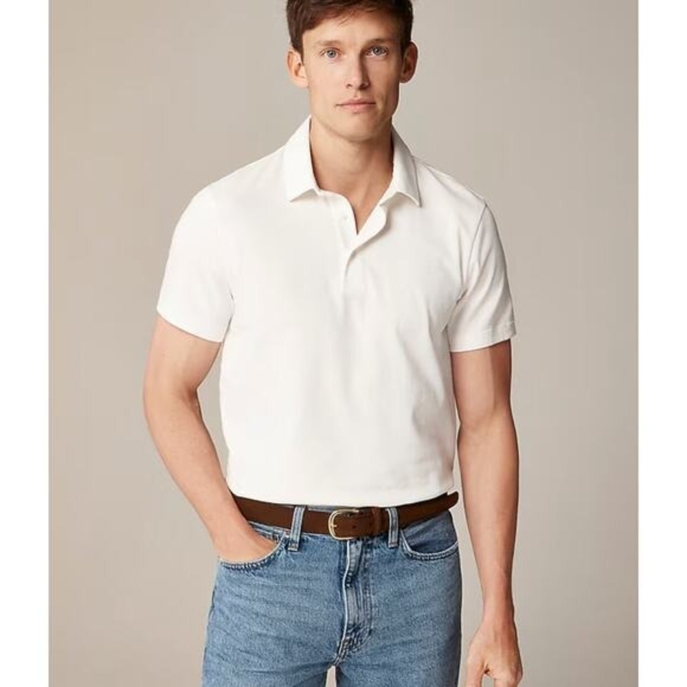 J. Crew Sueded cotton polo shirt Cream NWT size XL